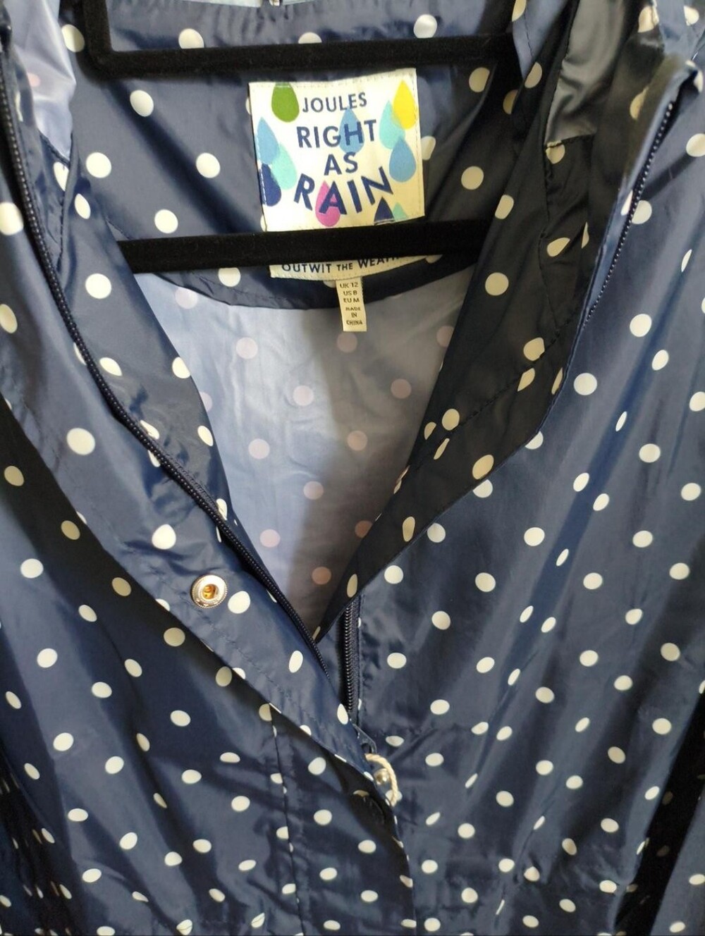 Joules “Right as Rain”, Rain Jacket, UK 12 / US 8